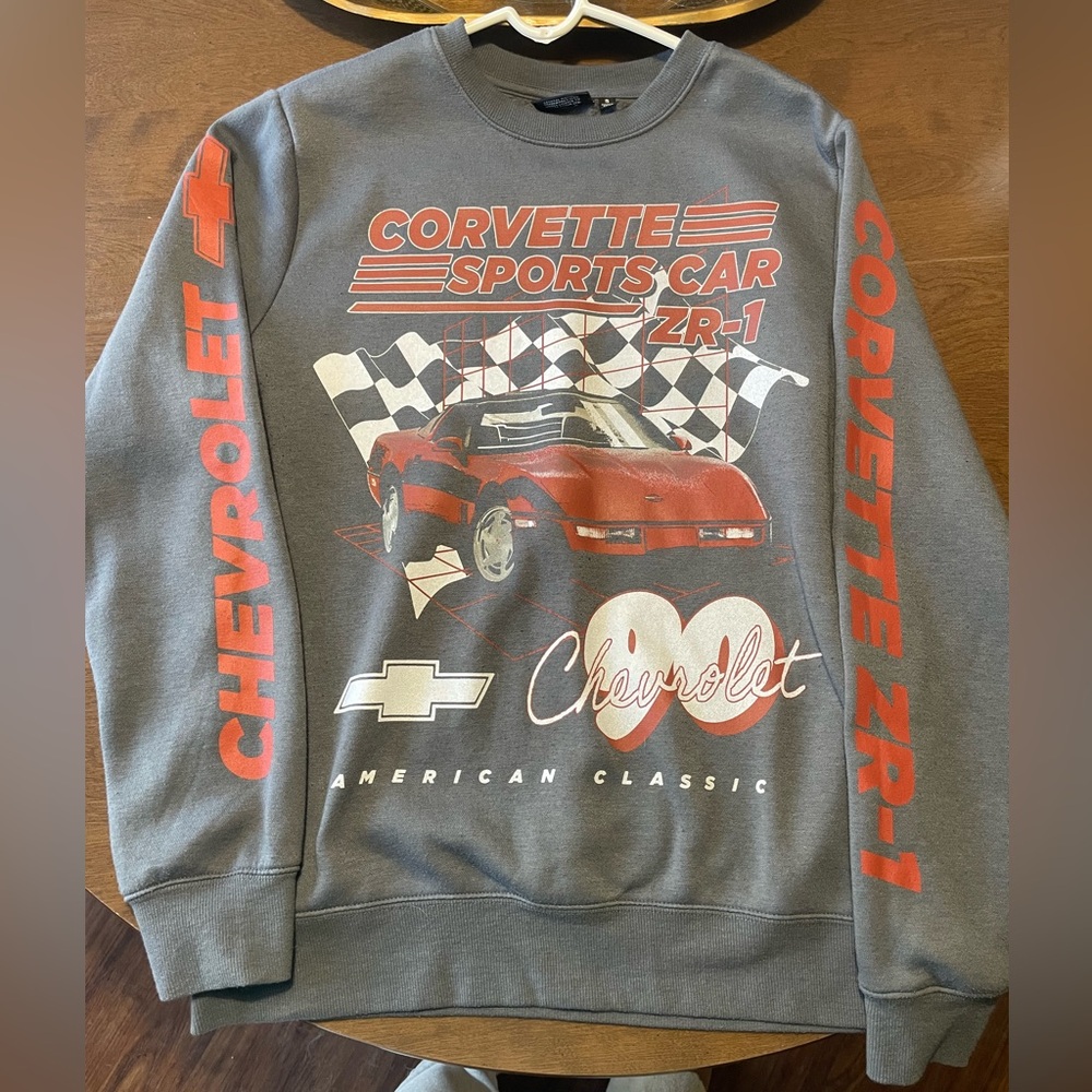 Gray corvette graphics sweater